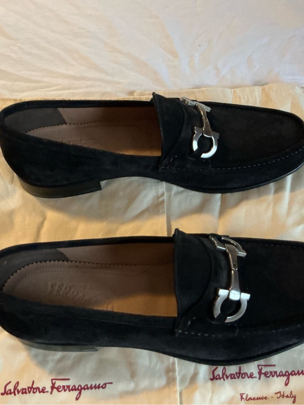Salvatore Ferragamo Black Suede Bit-Detail Loafers - Picture 2 of 5